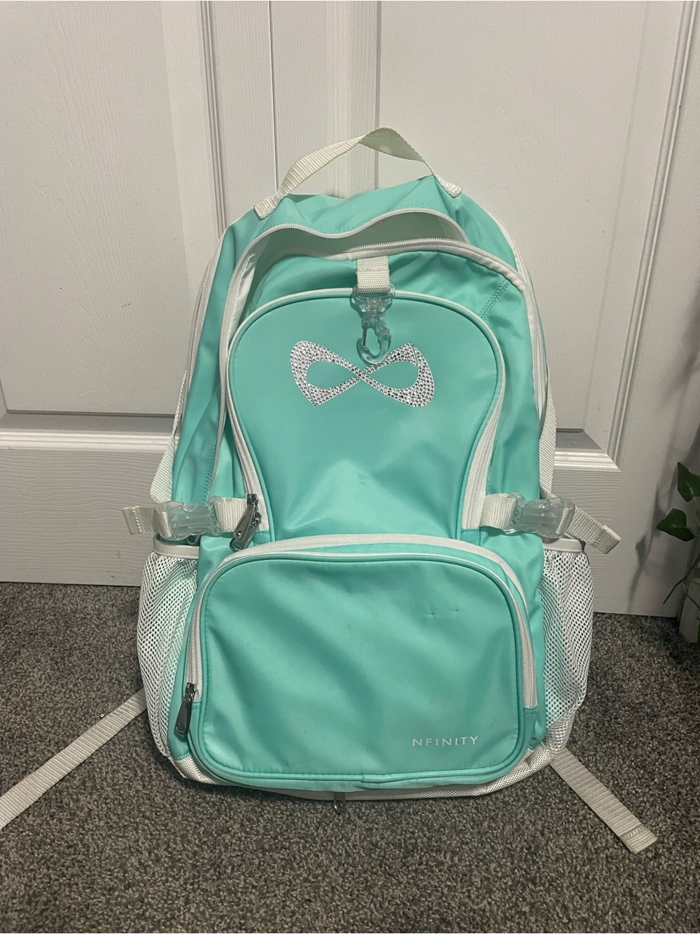 NFINITY Mint-Turquoise Kids Backpack with White Trim